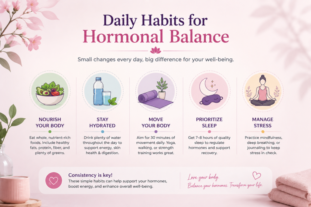 Healthy daily habits that support women's hormonal health throughout the menstrual cycle