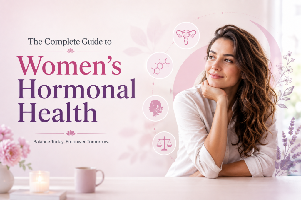 Women's hormonal health guide with wellness lifestyle concept