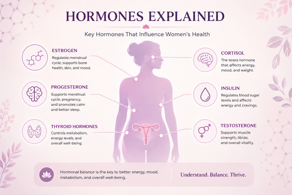 The Four Phases of the Menstrual Cycle | FemiCore Hormones explained infographic for women's hormonal health